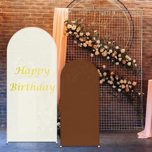 3 Pieces Wedding Arch Backdrop Cover 4ft, 5ft, 6ft Wedding Arch Cover 2 Sided Spandex Backdrop Cover for Birthday Baby Shower Wedding Arch Stand Decoration (Beige, Brown, White) in Saudi Arabia