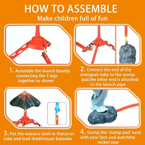 قاذفة صواريخ HT HONGTENG للأطفال - ألعاب إطلاق ستومب ترتفع 100+ قدم - 3 صواريخ إسفنجية يونيكورن ووسادة قاذفة ستومب - ألعاب خارجية للأطفال من سن 3 سنوات فما فوق in Kuwait