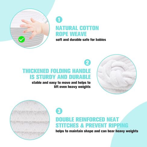 5-Piece Woven Baskets for Organizing Storage ，Cotton Rope bathroom organizers for Shelf,Small Basket for Baby Toy,Gift Empty,Cat Dog Toy,Nursery Bathroom Organization Bins (White) in Saudi Arabia