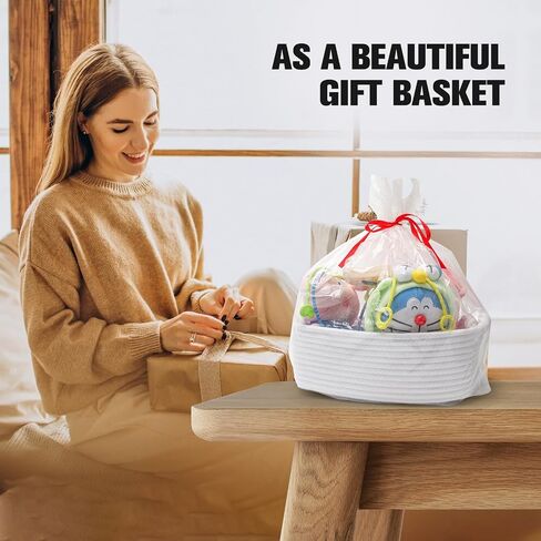 5-Piece Woven Baskets for Organizing Storage ，Cotton Rope bathroom organizers for Shelf,Small Basket for Baby Toy,Gift Empty,Cat Dog Toy,Nursery Bathroom Organization Bins (White) in Saudi Arabia