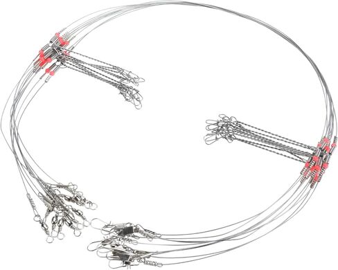 50 قطعة من أدوات صيد الأسماك من الفولاذ المقاوم للصدأ بذراعين لصيد السمك أدوات قيادة سلك صيد عالية القوة مع خرزات دوارة لخطافات الطعم in Kuwait