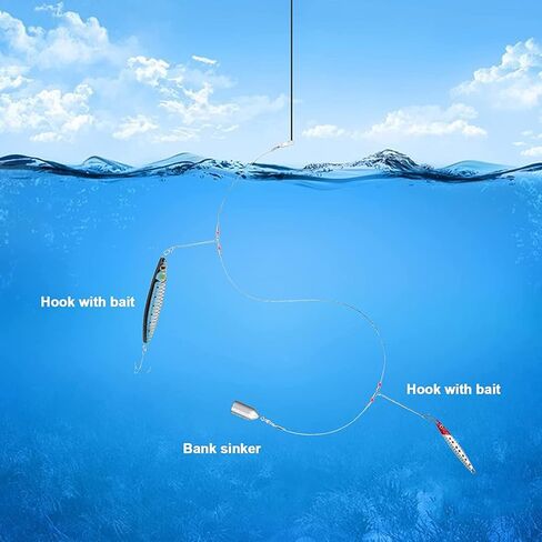 50 قطعة من أدوات صيد الأسماك من الفولاذ المقاوم للصدأ بذراعين لصيد السمك أدوات قيادة سلك صيد عالية القوة مع خرزات دوارة لخطافات الطعم in Kuwait