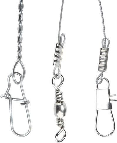 50 قطعة من أدوات صيد الأسماك من الفولاذ المقاوم للصدأ بذراعين لصيد السمك أدوات قيادة سلك صيد عالية القوة مع خرزات دوارة لخطافات الطعم in Kuwait