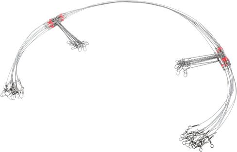 50 قطعة من أدوات صيد الأسماك من الفولاذ المقاوم للصدأ بذراعين لصيد السمك أدوات قيادة سلك صيد عالية القوة مع خرزات دوارة لخطافات الطعم in Kuwait