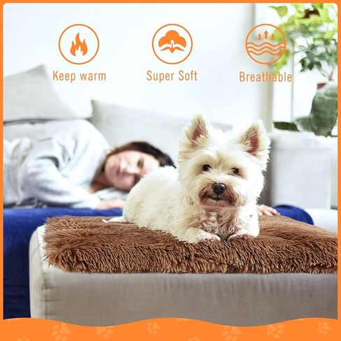 وسادة قفص سرير الكلب من Subleer، أسرة حيوانات أليفة ناعمة فخمة، قفص سرير كلب متاح على الوجهين، مفارش سرير كلب قابلة للغسل للكلاب والقطط الصغيرة المتوسطة، 27.5 بوصة × 35.5 بوصة in Kuwait