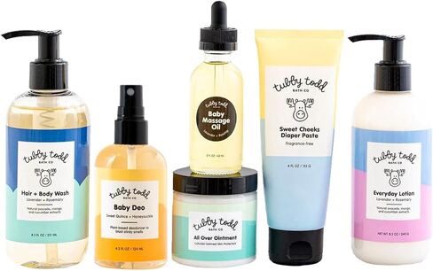 Tubby Todd 6-Step Sensitive Skincare Routine for Baby -The Newborn Gift Set - Standard Size Lavender Rosemary in Kuwait