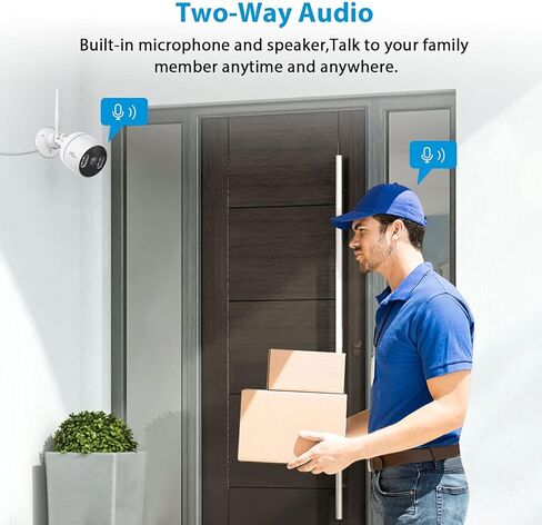 كاميرا أمان NGTeco خارجية، 1080 بكسل FHD 2.4 جيجا واي فاي لأمن المنزل - كاميرا مراقبة IP مقاومة للماء مع رؤية ليلية ملونة/صوت ثنائي الاتجاه/كشف الحركة/بطاقة SD/تخزين سحابي in Kuwait