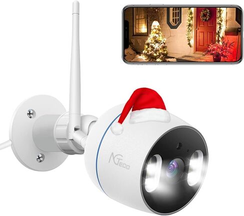 كاميرا أمان NGTeco خارجية، 1080 بكسل FHD 2.4 جيجا واي فاي لأمن المنزل - كاميرا مراقبة IP مقاومة للماء مع رؤية ليلية ملونة/صوت ثنائي الاتجاه/كشف الحركة/بطاقة SD/تخزين سحابي in Kuwait