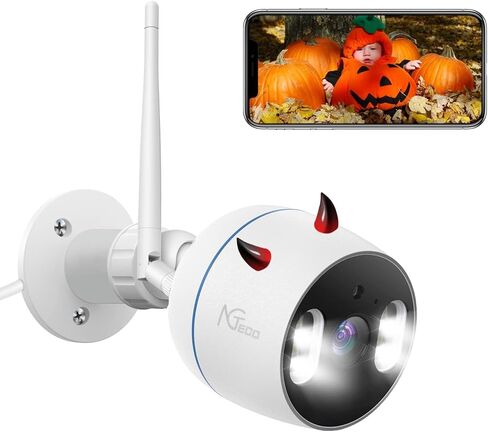 كاميرا أمان NGTeco خارجية، 1080 بكسل FHD 2.4 جيجا واي فاي لأمن المنزل - كاميرا مراقبة IP مقاومة للماء مع رؤية ليلية ملونة/صوت ثنائي الاتجاه/كشف الحركة/بطاقة SD/تخزين سحابي in Kuwait