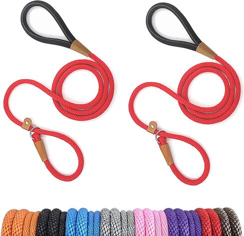 lynxking 6 FT Dog Leash Slip Lead 2 Pack Strong Heavy Duty Braided Dog Training Leash No Pull Training Lead Leashes for Medium Large and Small Dogs in Saudi Arabia