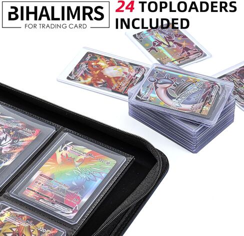 Toploader Binder | Holds ３８４ Toploaders | 2４ Toploaders INCLUDED | １２-Pocket | Ringless Double-Sided Pockets for TCG, Sports | Premium Top Loader Storage (Black) in Saudi Arabia