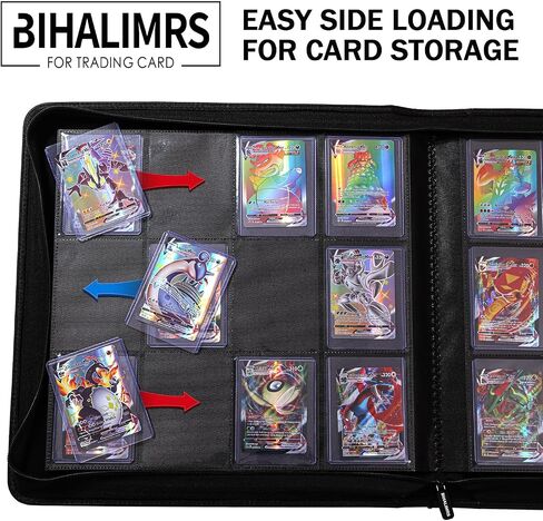 Toploader Binder | Holds ３８４ Toploaders | 2４ Toploaders INCLUDED | １２-Pocket | Ringless Double-Sided Pockets for TCG, Sports | Premium Top Loader Storage (Black) in Saudi Arabia
