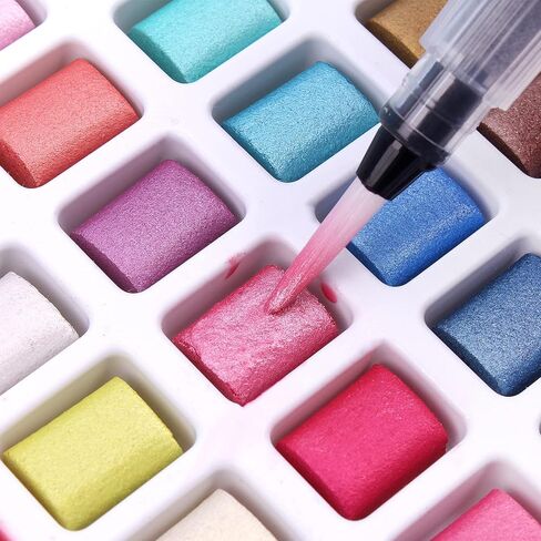 Gunsamg Watercolor Paint Set, 100 Colors Painting with Water Brush Pens, Professional Watercolor Paint Set for Kids, Adults, Art Supplies. 54 Premium Colors, 10 Fluorescent Colors, 36 Metallic Colors. in Kuwait