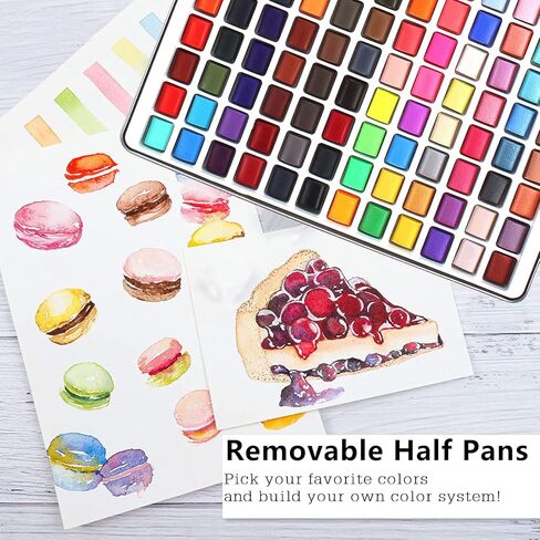 Gunsamg Watercolor Paint Set, 100 Colors Painting with Water Brush Pens, Professional Watercolor Paint Set for Kids, Adults, Art Supplies. 54 Premium Colors, 10 Fluorescent Colors, 36 Metallic Colors. in Kuwait