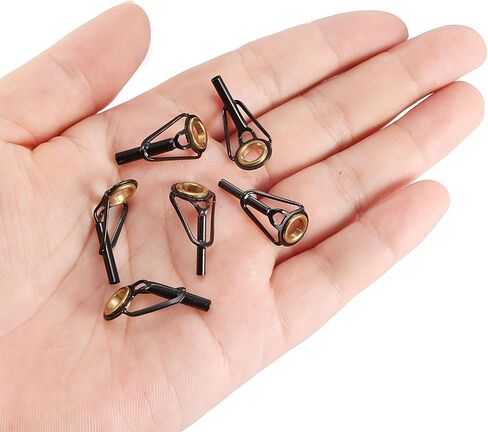M METERXITY 30 Pack Fishing Rod Tip Repair Kit - Stainless Steel Ring Guide Replacement, Corrosion-Resistant, Apply to Fishing Rod (4.2-5.5mm Tube Dia, Black) in Saudi Arabia