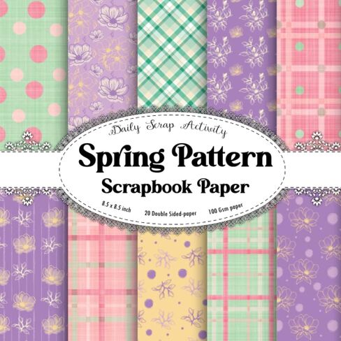Spring Pattern Scrapbook Paper: Plaid Pattern Spring Theme Scrapbooking Paper, Junk Journal, Double Sided Decorative Craft Paper For Gift Wrapping, ... Mixed Media Art, Paper Size 8.5" x 8.5" in Saudi Arabia