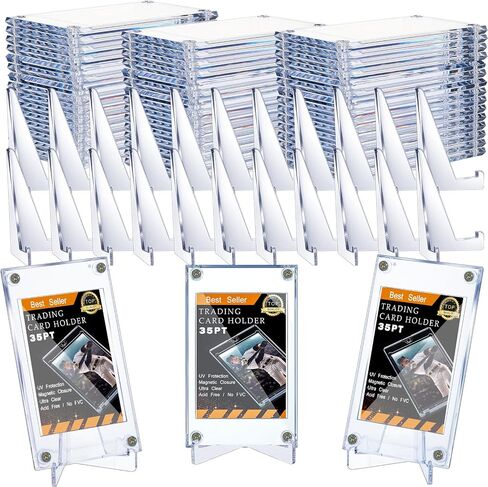 Screw Trading Card Protector with Display Stands Acrylic 35 PT Baseball Card Holder for Football Sports Game Business Display(30 Pcs) in Saudi Arabia