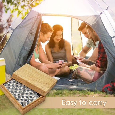 بطاقات اللعب حامل الصندوق صندوق تخزين من الألومنيوم مصنوع يدويًا علبة خشبية حامل الصندوق من الخيزران لأوراق لعب البوكر in Kuwait