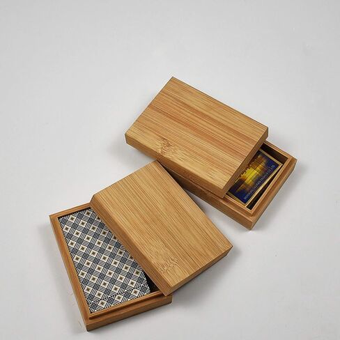 بطاقات اللعب حامل الصندوق صندوق تخزين من الألومنيوم مصنوع يدويًا علبة خشبية حامل الصندوق من الخيزران لأوراق لعب البوكر in Kuwait