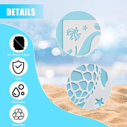 مجموعة استنسل مخلوقات البحر والمحيط مكونة من 40 قطعة، قوالب رسم حيوانات بحرية قابلة لإعادة الاستخدام، تتضمن استنسلات حرفية حورية البحر، ومرايل بيضاء لألعاب استحمام الطفل، وجدران خشبية، وصخور، وطلاء قماشي in Kuwait