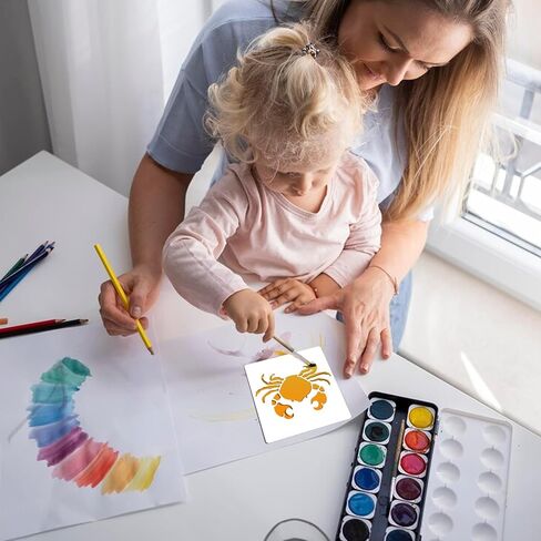 مجموعة استنسل مخلوقات البحر والمحيط مكونة من 40 قطعة، قوالب رسم حيوانات بحرية قابلة لإعادة الاستخدام، تتضمن استنسلات حرفية حورية البحر، ومرايل بيضاء لألعاب استحمام الطفل، وجدران خشبية، وصخور، وطلاء قماشي in Kuwait