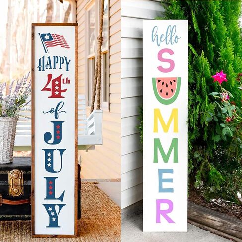 Happy 4th of July Stencil +Hello Summer Reusable Porch Stencil, Patriotic Porch Leaner Stencil for Painting, DIY 4th of July Sign Stencil (Happy 4th of July) in Saudi Arabia
