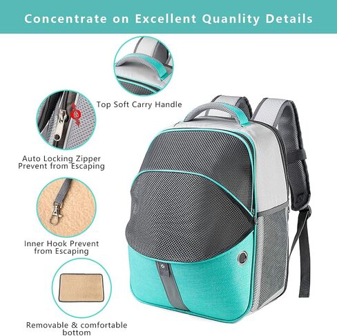 ELLONI Cat Backpack Expandable - Pet Carrier Backpack - Cat Carrier Backpack Expandable Durable Breathable Mesh, Pet Backpack Carrier for Small Dogs, Escape Proof Leash, Up to 16lbs, Mint in Saudi Arabia