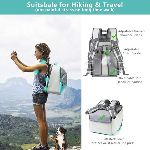 ELLONI Cat Backpack Expandable - Pet Carrier Backpack - Cat Carrier Backpack Expandable Durable Breathable Mesh, Pet Backpack Carrier for Small Dogs, Escape Proof Leash, Up to 16lbs, Mint in Saudi Arabia