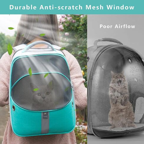 ELLONI Cat Backpack Expandable - Pet Carrier Backpack - Cat Carrier Backpack Expandable Durable Breathable Mesh, Pet Backpack Carrier for Small Dogs, Escape Proof Leash, Up to 16lbs, Mint in Saudi Arabia