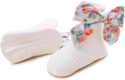 cherrboll Girl Headbands and Socks Set, 3Pcs Soft Floral Hairbands Knit Socks for Baby Newborn Infant Toddler Photography Props in Saudi Arabia