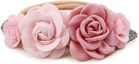 cherrboll Girl Headbands and Socks Set, 3Pcs Soft Floral Hairbands Knit Socks for Baby Newborn Infant Toddler Photography Props in Saudi Arabia