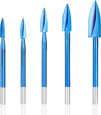 10 قطع من أدوات نحت الخشب ومجموعة لقم النقش، ساق 1/8 بوصة مطلية باللون الأزرق النانو DIY ملحقات النجارة مناسبة عالميًا للأدوات الدوارة in Kuwait