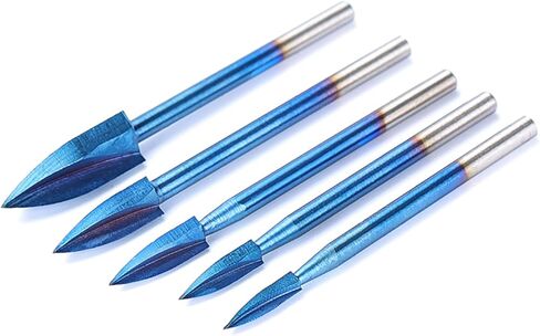 10 قطع من أدوات نحت الخشب ومجموعة لقم النقش، ساق 1/8 بوصة مطلية باللون الأزرق النانو DIY ملحقات النجارة مناسبة عالميًا للأدوات الدوارة in Kuwait