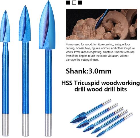 10 قطع من أدوات نحت الخشب ومجموعة لقم النقش، ساق 1/8 بوصة مطلية باللون الأزرق النانو DIY ملحقات النجارة مناسبة عالميًا للأدوات الدوارة in Kuwait