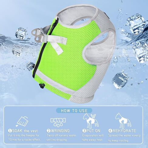 LAVAMOND Dog Cooling Vest, Lightweight Jacket for Small Medium Dogs with Evaporative Cool Technology, Reflective Design Breathable Mesh for Training Camping, Green, S in Saudi Arabia