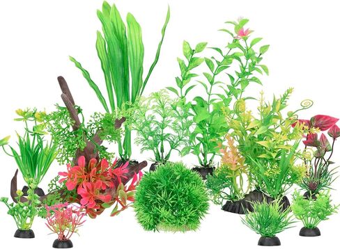 12 قطعة من نباتات حوض السمك من Oubest، ديكورات حوض السمك البلاستيكية، نباتات Driftwood، ملحقات خزان الأسماك للسلحفاة Betta Goldfish، ديكور نباتات حوض السمك المزيفة in Kuwait