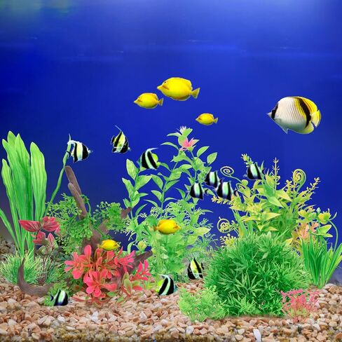 12 قطعة من نباتات حوض السمك من Oubest، ديكورات حوض السمك البلاستيكية، نباتات Driftwood، ملحقات خزان الأسماك للسلحفاة Betta Goldfish، ديكور نباتات حوض السمك المزيفة in Kuwait