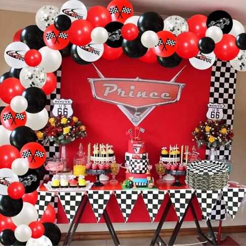 Visroco 24 Pcs 9 Inch Black & White Checkered Paper Plates,Racing Car Dessert Plates Racing Car Party Decorations Supplies Car Birthday Party Favors in Saudi Arabia