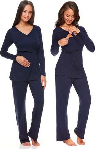 طقم نوم للنساء من Lamaze برقبة على شكل حرف V وأكمام طويلة وسروال بيجامة in Kuwait