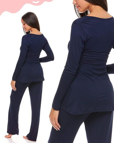 طقم نوم للنساء من Lamaze برقبة على شكل حرف V وأكمام طويلة وسروال بيجامة in Kuwait