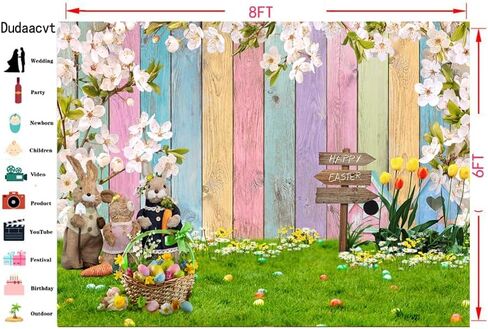 Dudaacvt 8x6ft Spring Easter Backdrops Easter Backdrops for Photography Easter Party Supplies Easter Party Banner Backdrop D625 in Saudi Arabia