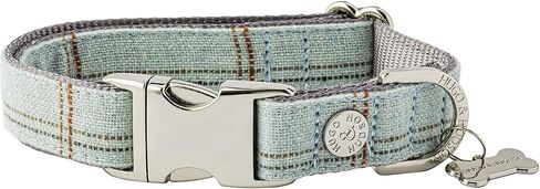 HUGO & HUDSON Tweed Dog Collar مشبك أمان معدني سريع التحرير، وردي متقلب، XS in Kuwait