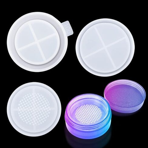 FineInno Resin Jar Molds Silicone, Loose Powder Container Mold with Sifter Lids, Storage Box Epoxy Resin Molds for DIY Cosmetic Case Home Travel (10g) in Saudi Arabia