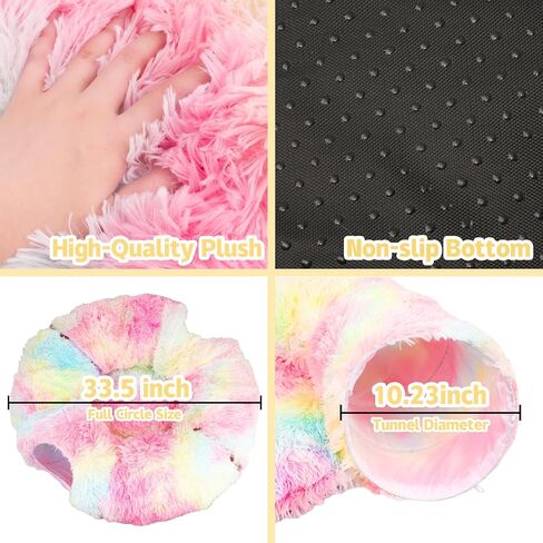 HANDYAY Cat Tunnel Bed, Pop Up Cat Tunnel with Central Mat, Plush Cat Play Tunnels for Indoor Cats with Fluffy Ball, Multifunctional Cat Toys in Saudi Arabia