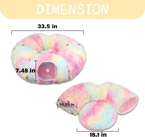 HANDYAY Cat Tunnel Bed, Pop Up Cat Tunnel with Central Mat, Plush Cat Play Tunnels for Indoor Cats with Fluffy Ball, Multifunctional Cat Toys in Saudi Arabia