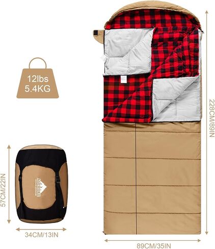 0 Degree Canvas Sleeping Bag for Adults Camping, Removable Liner in Kuwait