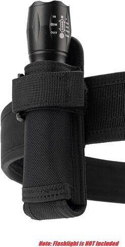 Flashlight Holder,Open Top Tactical Flashlight Pouch Holster, Nylon Pouch Duty Belt Clip Tactical Torch Carry Case with 360 Degree Carabiner Reel Clip in Saudi Arabia