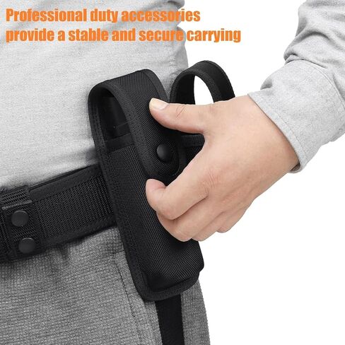 Flashlight Holder,Open Top Tactical Flashlight Pouch Holster, Nylon Pouch Duty Belt Clip Tactical Torch Carry Case with 360 Degree Carabiner Reel Clip in Saudi Arabia