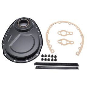 Black SB Chevy Timing Chain Cover Kit for 327 350 383 400 SBC Gasket Seal Bolts Set
