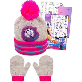 Vampirina Winter Hat and Mittens Set - Bundle with Vampirina Knit Beanie, Mittens, Temporary Tattoos, More | Vampirina Gifts for Girls